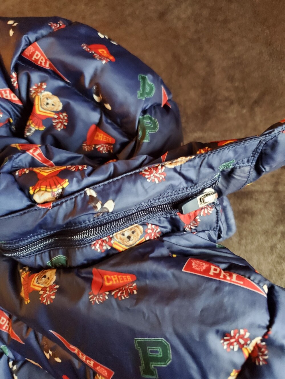 Ralph Lauren Navy Hooded Puffer Jacket with Character Print - Picture 5 of 7